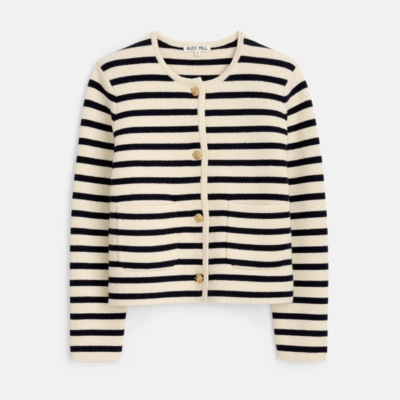 Alex Mill Paris sweater jacket new cream navy small | Poshmark