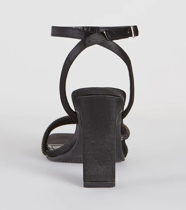 Starry Soiree Satin Rhinestone Block Heels | Windsor Stores