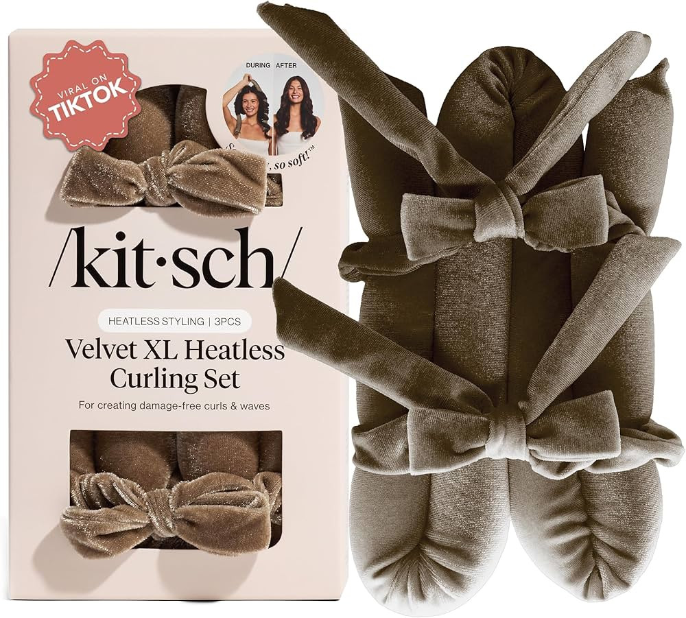 Kitsch Velvet XL Heatless Curling Set - Heatless Curls Overnight - Comfortable No Heat Hair Curle... | Amazon (US)