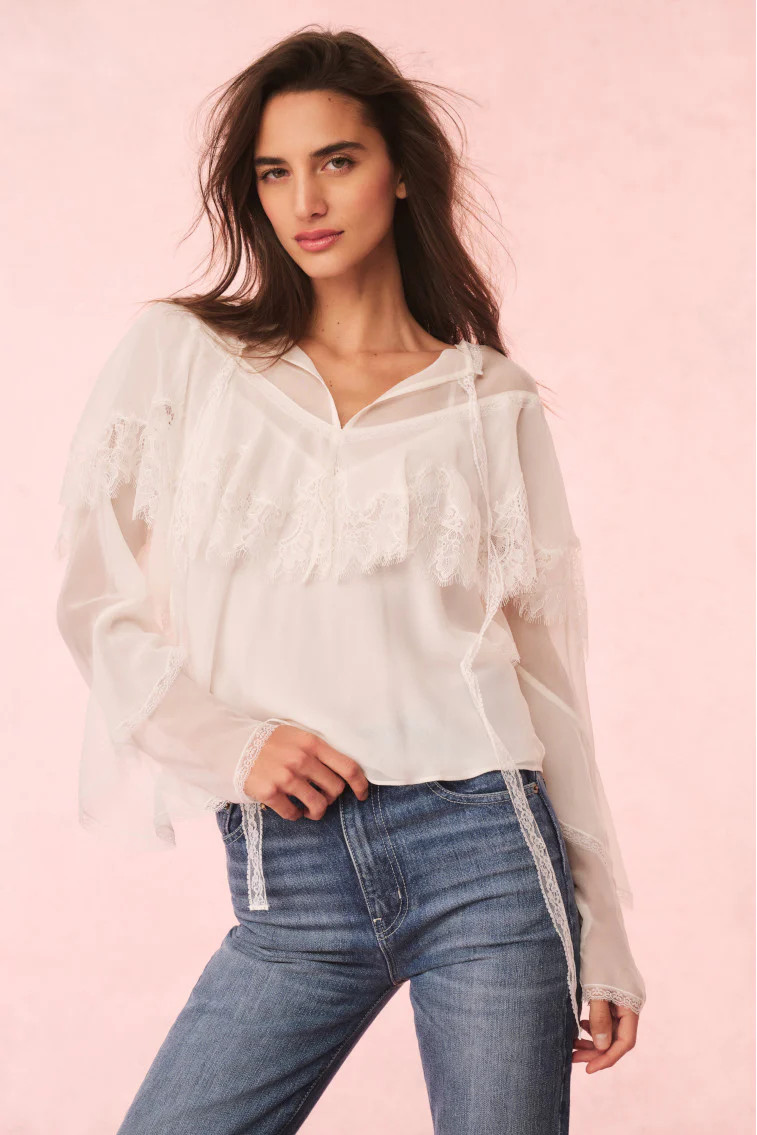 Afton Silk Lace Blouse | LoveShackFancy