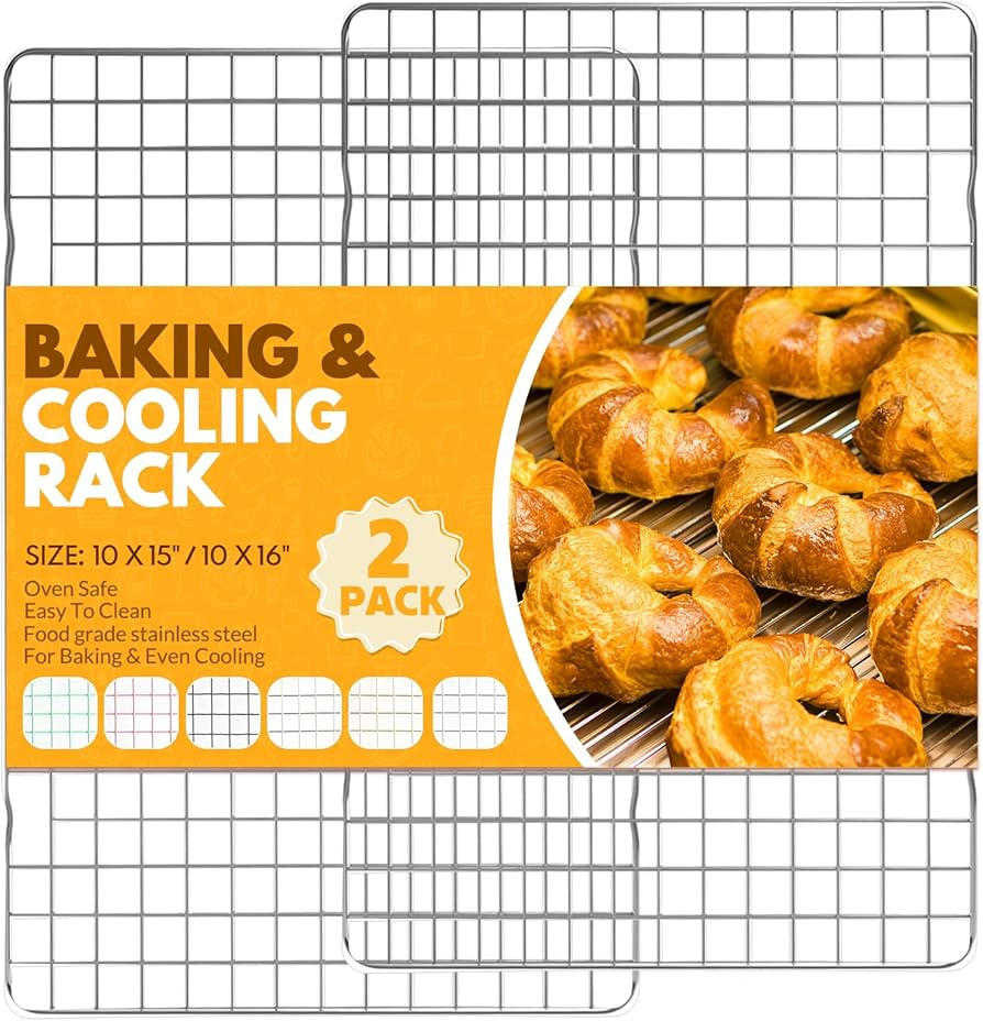2 PCS Cooling Racks for Cooking and Baking, 15x10 Inches Stainless Steel Cooling Rack, Sheet Pan ... | Amazon (US)