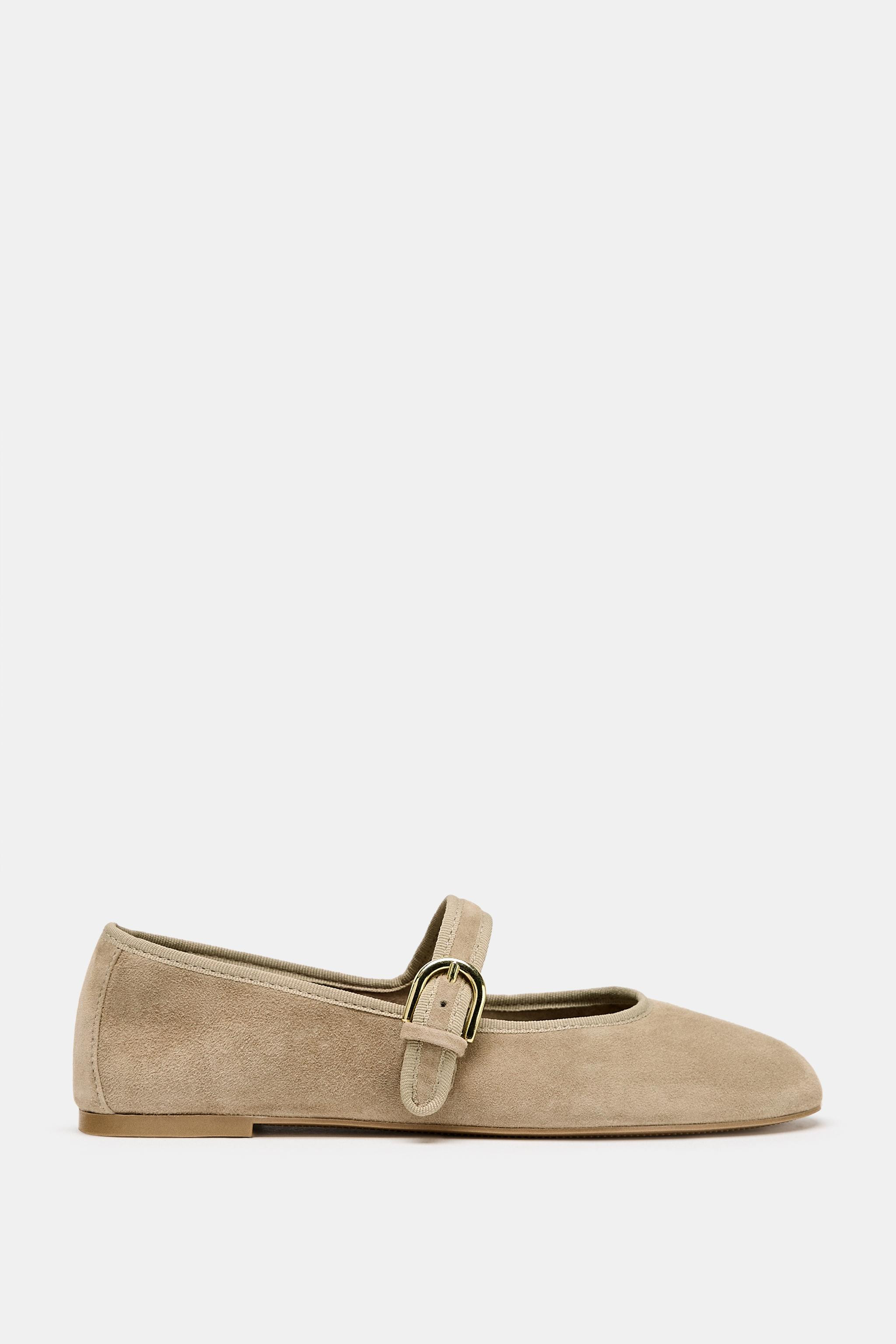 SUEDE STRAP BALLET FLATS | Zara UK