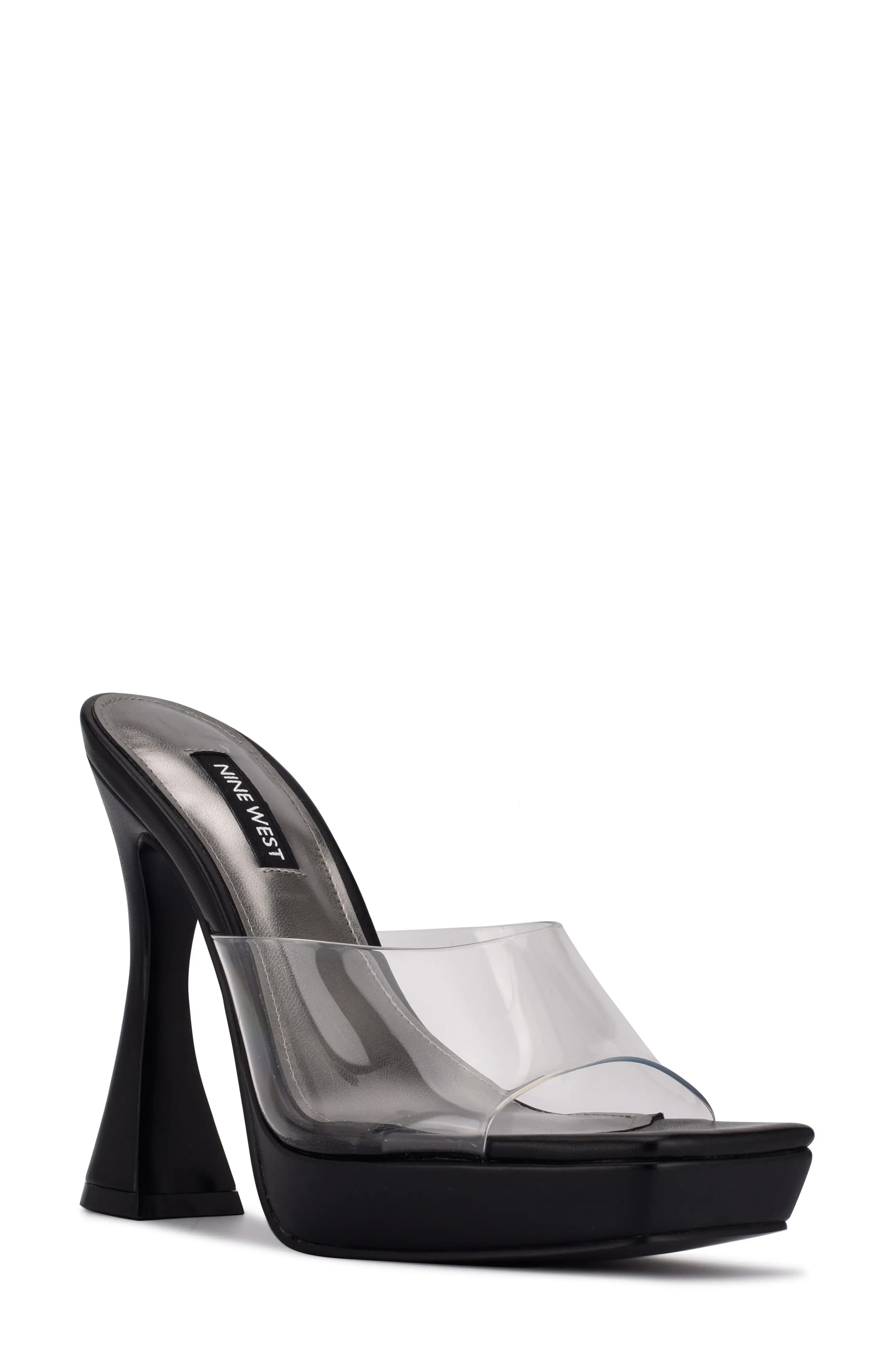 Nine West Ansel Platform Sandal in Clear/Black at Nordstrom, Size 5 | Nordstrom