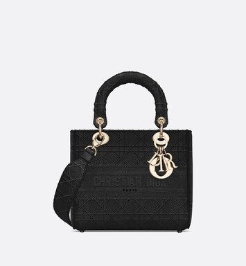 Medium Lady D-Lite Bag Black Cannage Embroidery | DIOR | Dior Beauty (US)