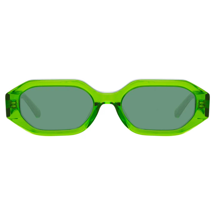 The Attico Irene Angular Sunglasses in Green | Linda Farrow