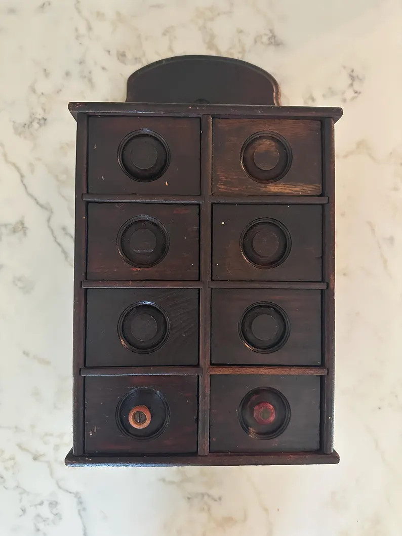 Vintage 8 Drawer Wall Mount Spice Cabinet | Etsy (US)