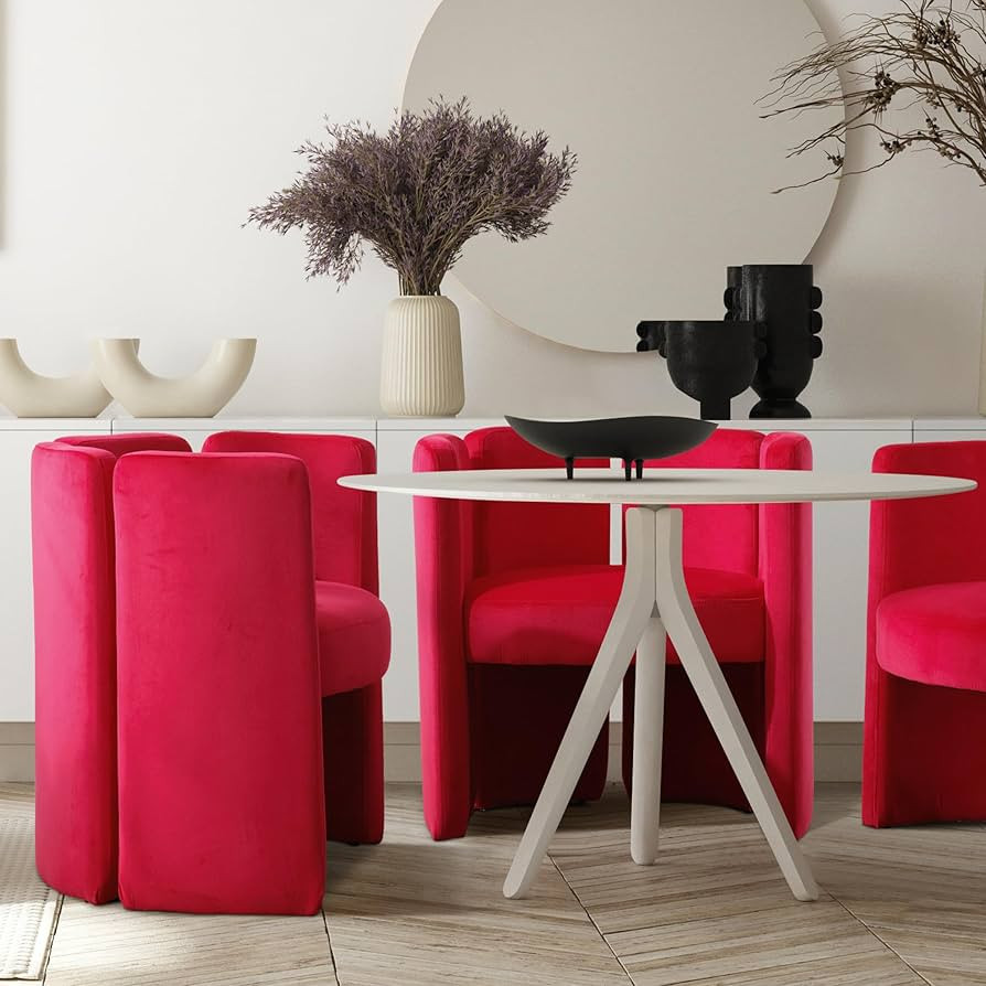 Modern Velvet Dining Chairs Set of 2 Cute Barrel Side Chairs Upholstered Accent Chair for Living ... | Amazon (US)