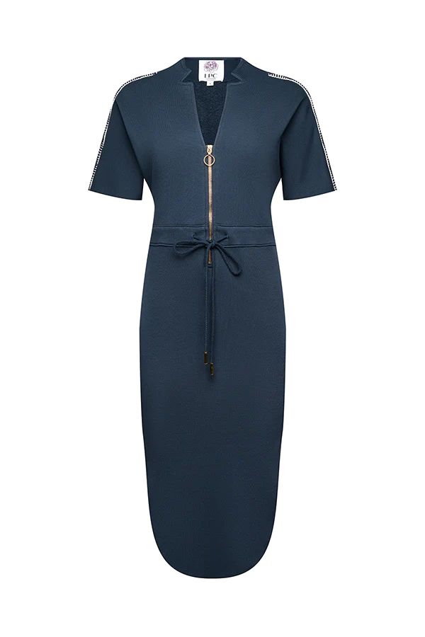 The Chelsea Stretch Terry Dress in Carbon Navy | La Peony Clothing