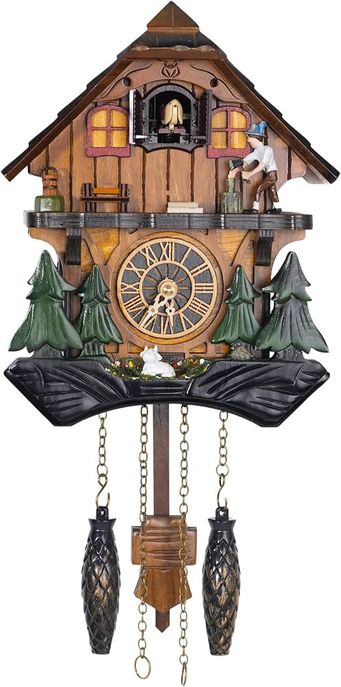 Handmade Wooden Cuckoo Clock, Quartz Wall Clock, Gift for Family | Amazon (US)