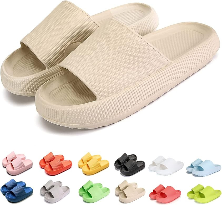 Cloud Slippers for Women Men Slippers Massage Shower Super Soft Thick Soled Cloud House Slides Sanda | Amazon (US)