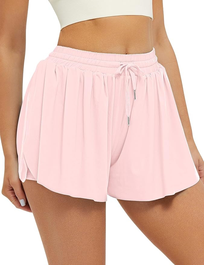 FireSwan Flowy Athletic Shorts for Women 2 in 1 Butterfly Running Shorts with Pockets Gym Workou... | Amazon (US)