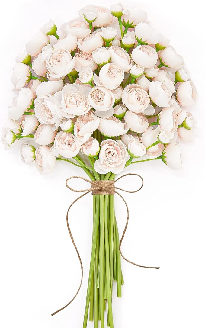 Serwalin Ranunculus Artificial Flowers, 18Pcs Light Pink Faux Silk Mini Ranunculus Flowers, Weddi... | Amazon (US)