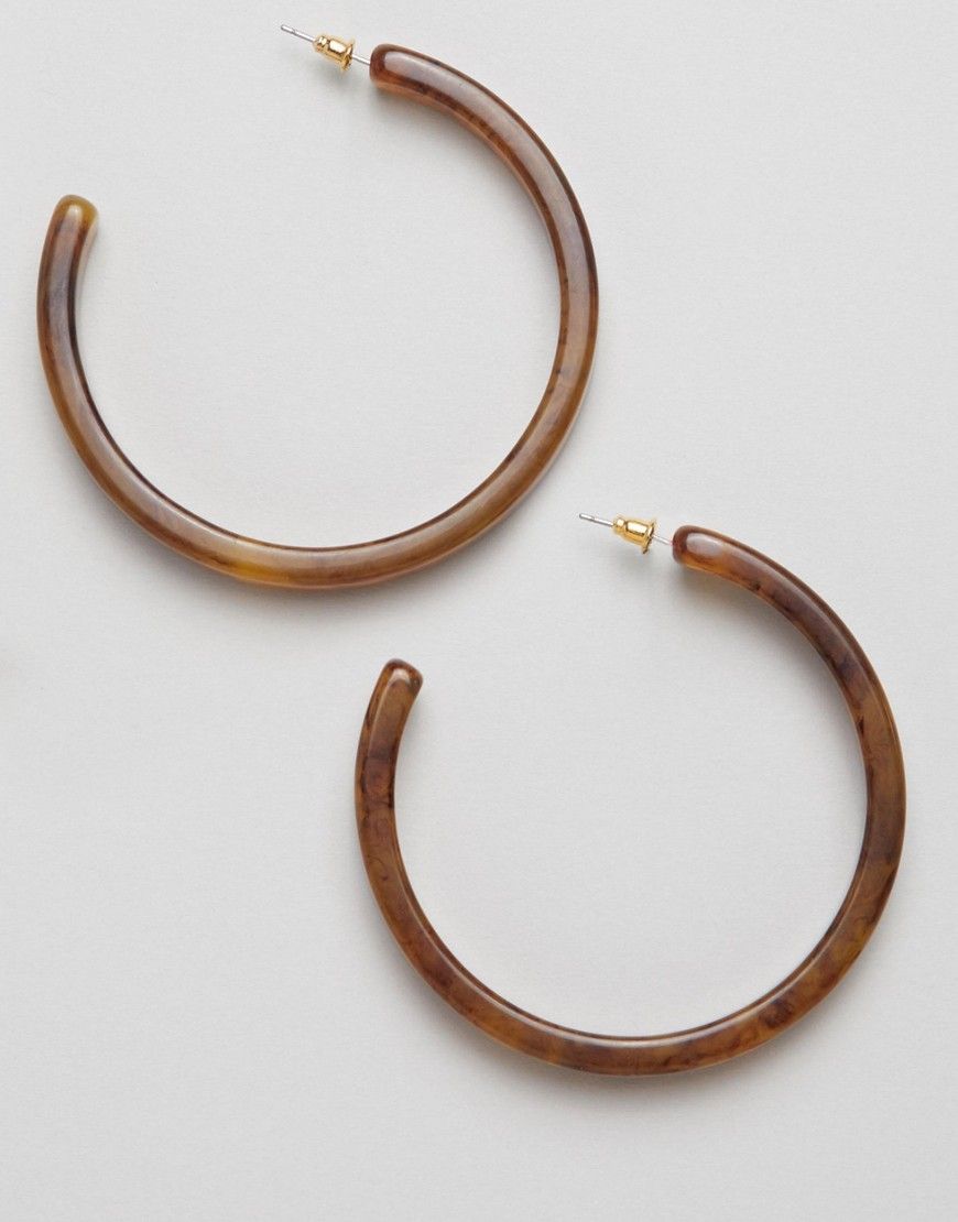 ASOS DESIGN Xl Tortoiseshell Hoop Earrings - Gold | ASOS US