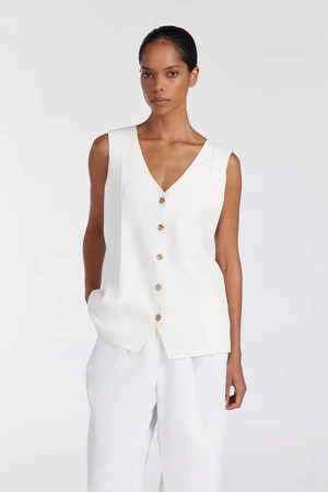 LISA OFF WHITE TAILORED KNIT VEST | DISSH
