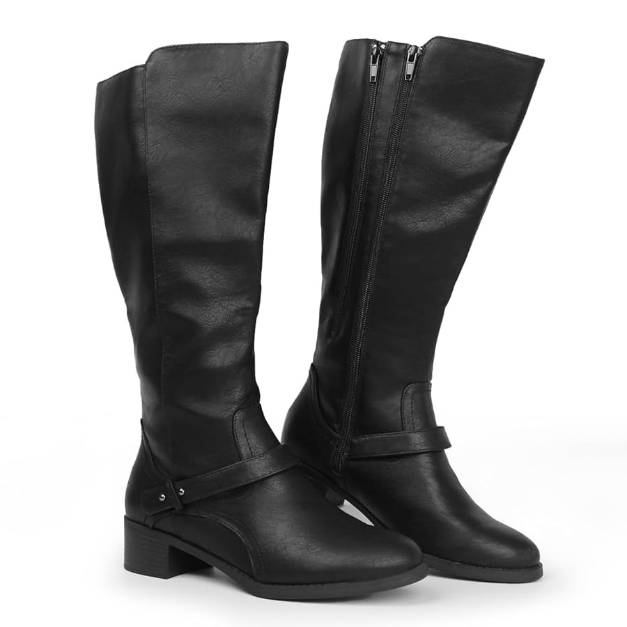 Hawkwell Damen-Reitstiefel mit breiter Wade und doppeltem Reißverschluss | Amazon (DE)