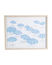 22x28 Blue And White Umbrellas Wall Art In Blonde Frame | TJ Maxx