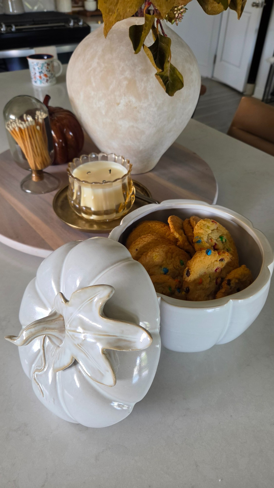 Transitioned the kitchen island for fall with this clean white ceramic pumpkin cookie jar from Becki Owens Living. 

#LTKSeasonal #LTKHome #LTKKids