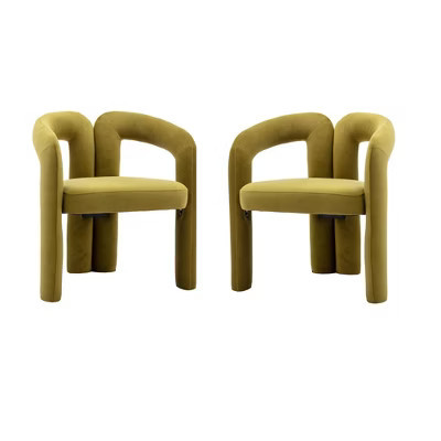 PAGED Modern Accent Chairs Set of 2, Wood Frame Velvet Fabric Arm Chair with Back, Barrel Dining Chair for Living Room, Dining Room, Olive | Target