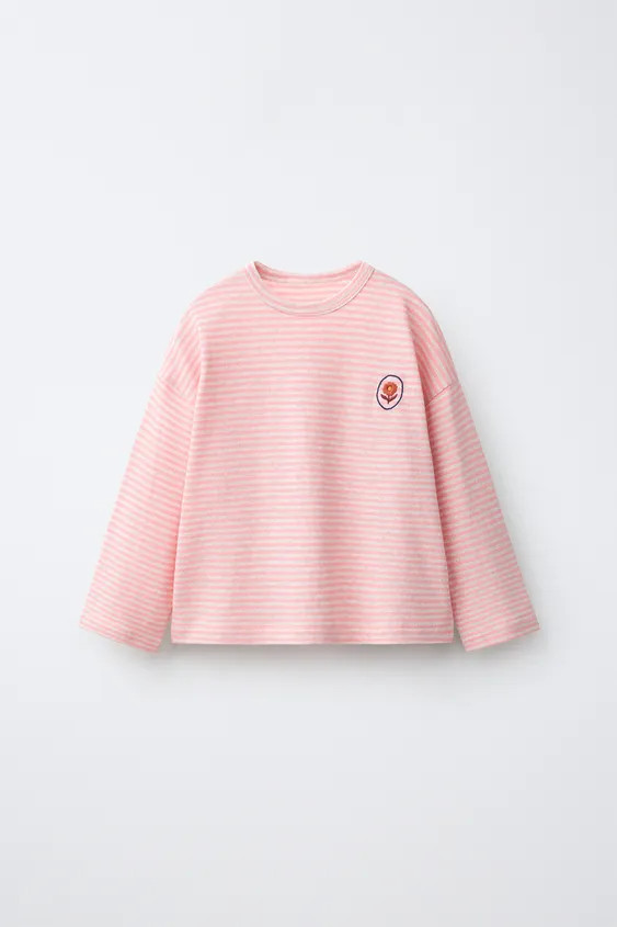 EMBROIDERED WOVEN STRIPE T-SHIRT | Zara US