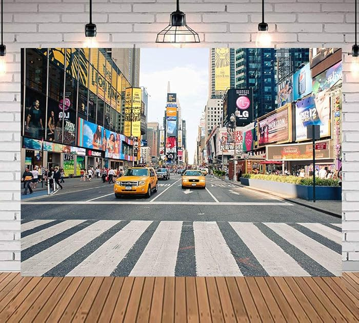 NYC Time Square Buildings Photo Backdrops Taxi New York Fashion Street Party Photography Backgrou... | Amazon (US)