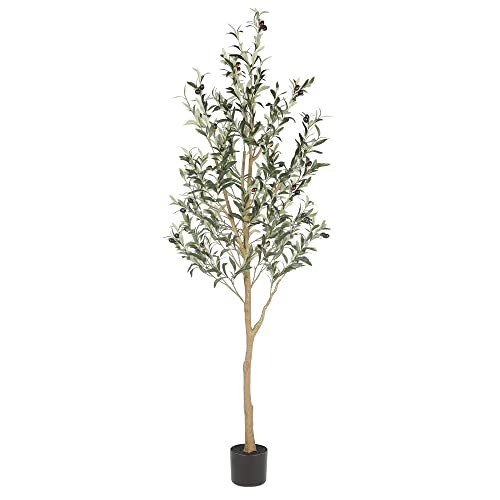 Realead 6ft Artificial Olive Tree, Tall Faux Olive Tree Plants, Fake Potted Olive Silk Tree with Branches and Fruits, Artificial Trees for Modern Home Office Living Room Floor Decor Indoor (72in) | Amazon (US)