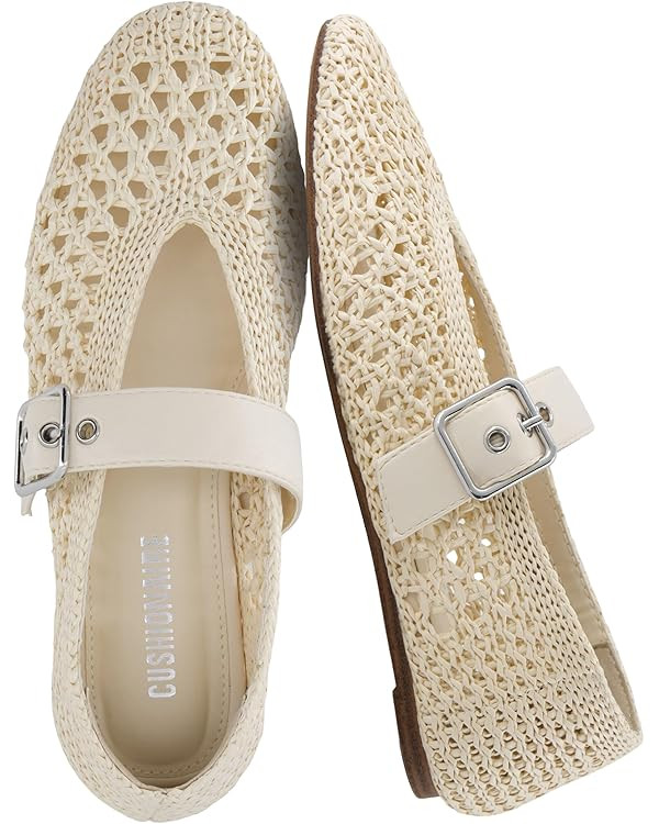 CUSHIONAIRE Gabby Woven Mary Jane Ballet Flats for Women, Comfortable Dressy Flat Shoes with Adju... | Amazon (US)