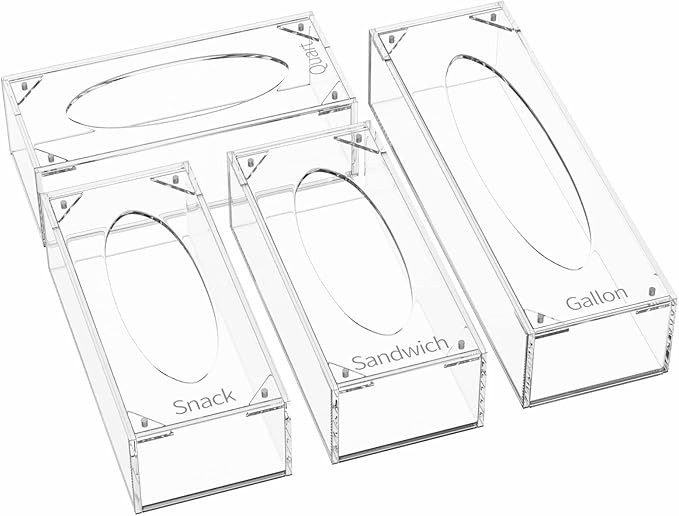 NPPLUS Ziplock Bag Storage Organizer, Acrylic Baggie Organizer Plastic Bag Dispenser Holder For G... | Amazon (US)