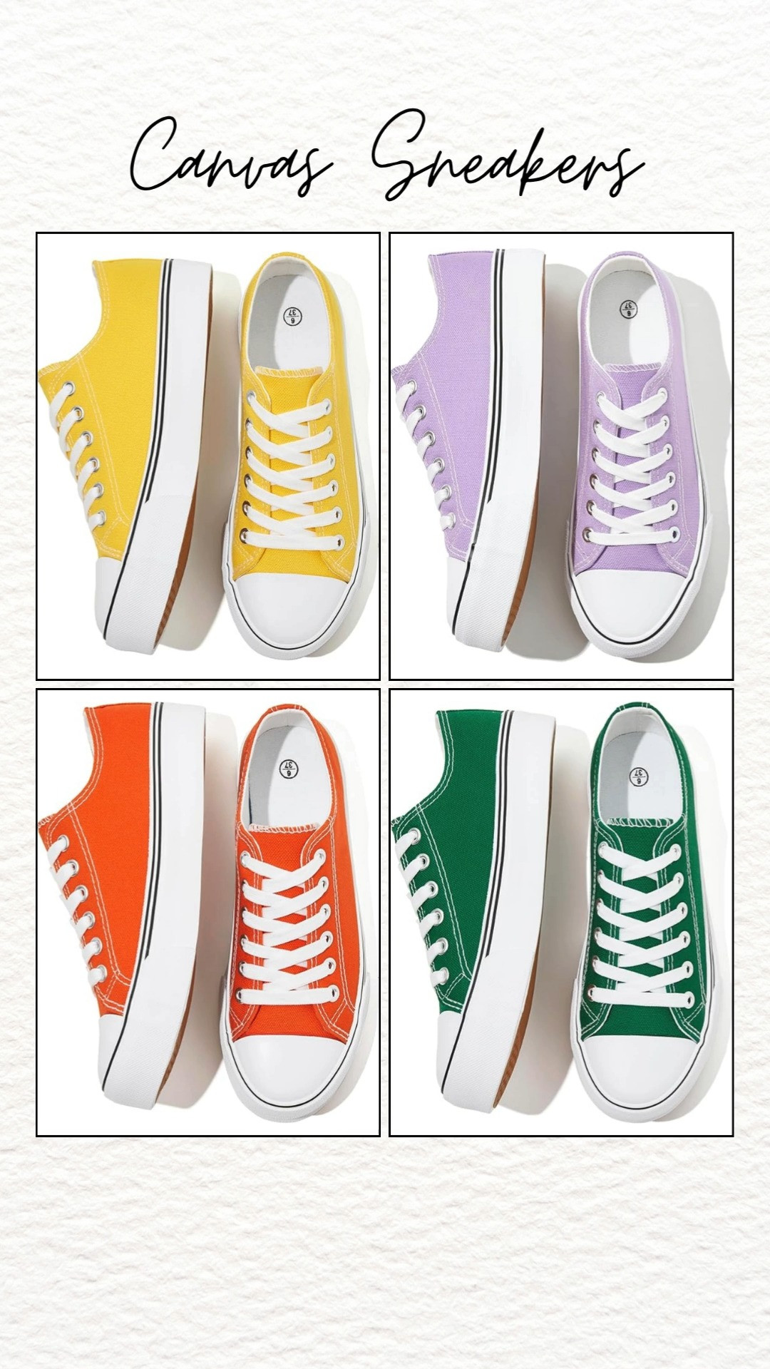 Women’s canvas sneakers are the go-to shoe for effortless everyday style ✨ Lightweight comfort, classic lace-up design, and fun seasonal colors make them perfect for spring outfits, summer looks, travel days, campus style, and casual weekend wear. These Amazon sneakers pair easily with jeans, shorts, dresses, leggings, and loungewear for a timeless look you’ll reach for year-round.#CanvasSneakers #WomensSneakers #AmazonFashion #AmazonFinds #CasualShoes #SpringShoes #SummerOutfit #TravelOutfit #EverydayStyle #CuteSneakers #PlatformSneakers #WeekendOutfit #BackToSchoolStyle #StreetStyle #ComfortShoes
 

 #LTKSaleAlert