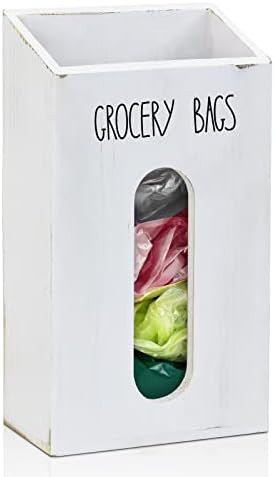 Farmhouse Wooden Grocery Plastic Bag Holder and Dispenser, Wall Mount Plastic Bag Holder with Extra- | Amazon (US)