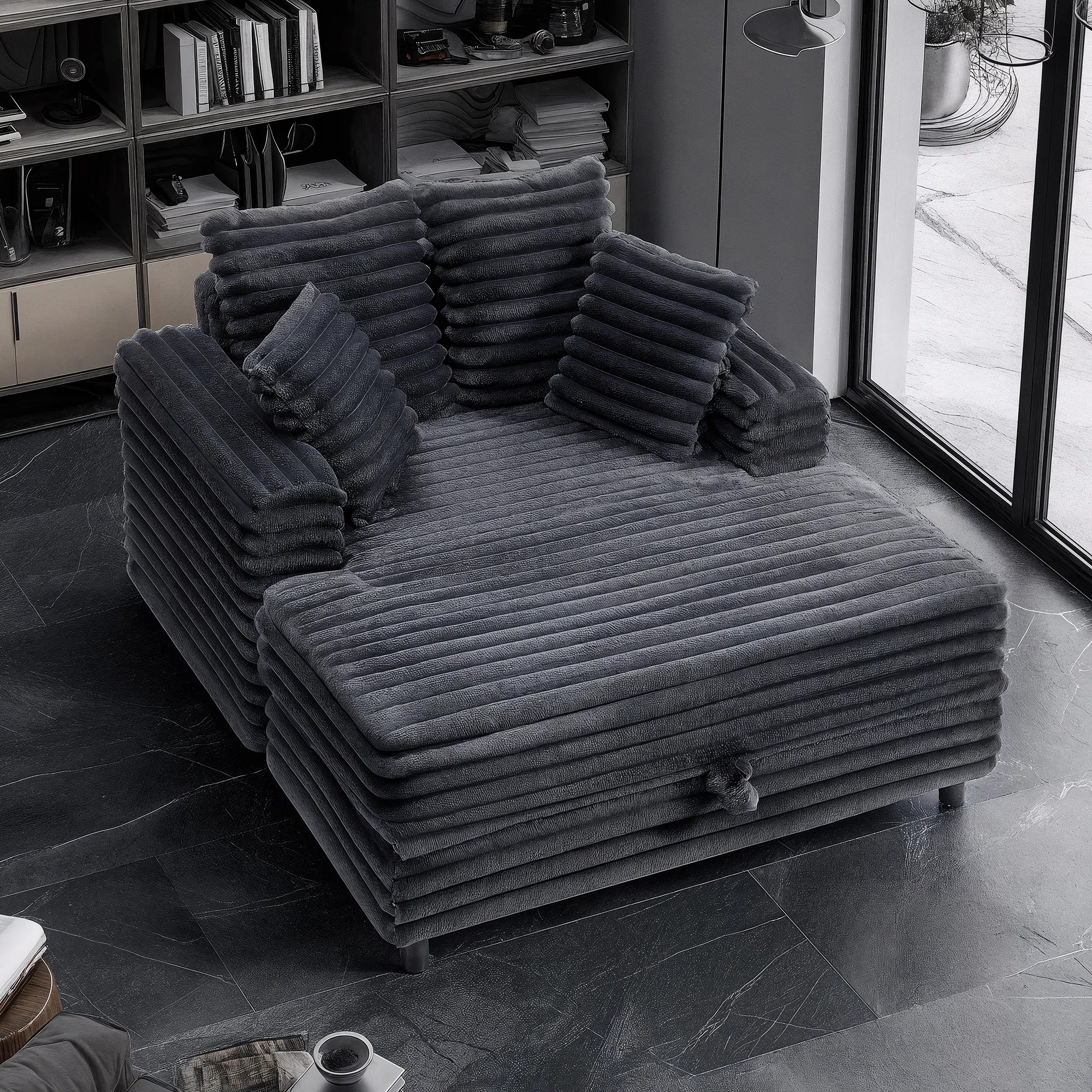 60'' Oversized Chaise Lounge Chair Indoor, Multifunctional Sofa Bed with Storage Ottoman and Pill... | Wayfair North America