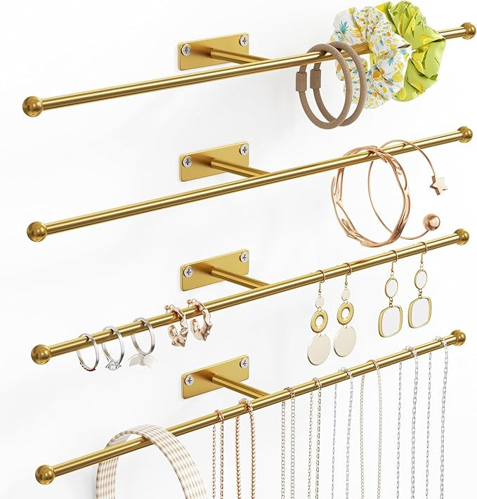 Wall Hanging Jewelry Organizer: 12.6'' Necklace Holder for Earring, Bracelet, Rings, Hairband, Gl... | Amazon (US)