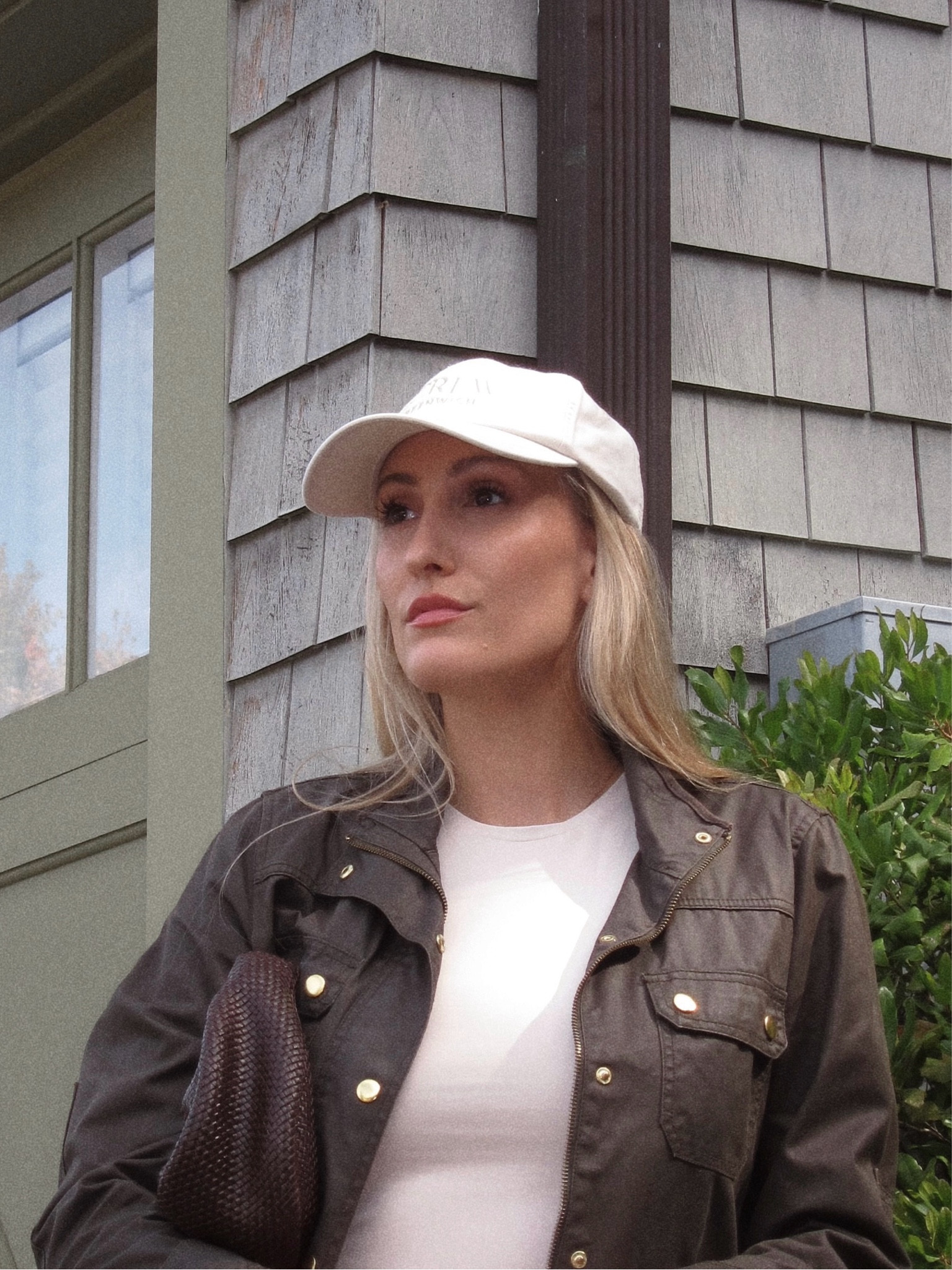 Wax jacket | barn jacket | J CREW | H&M | fitted t-shirt | ecru t-shirt | baseball cap | hat | fall hats | fall style | fall outfits 2024 | casual outfits 

#LTKStyleTip #LTKSeasonal