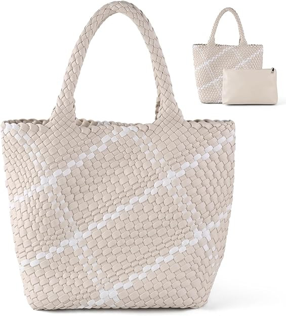 IwIeIaIrI Woven Tote Bag for Women Vegan Leather Hand-Woven Tote Handbag | Amazon (US)