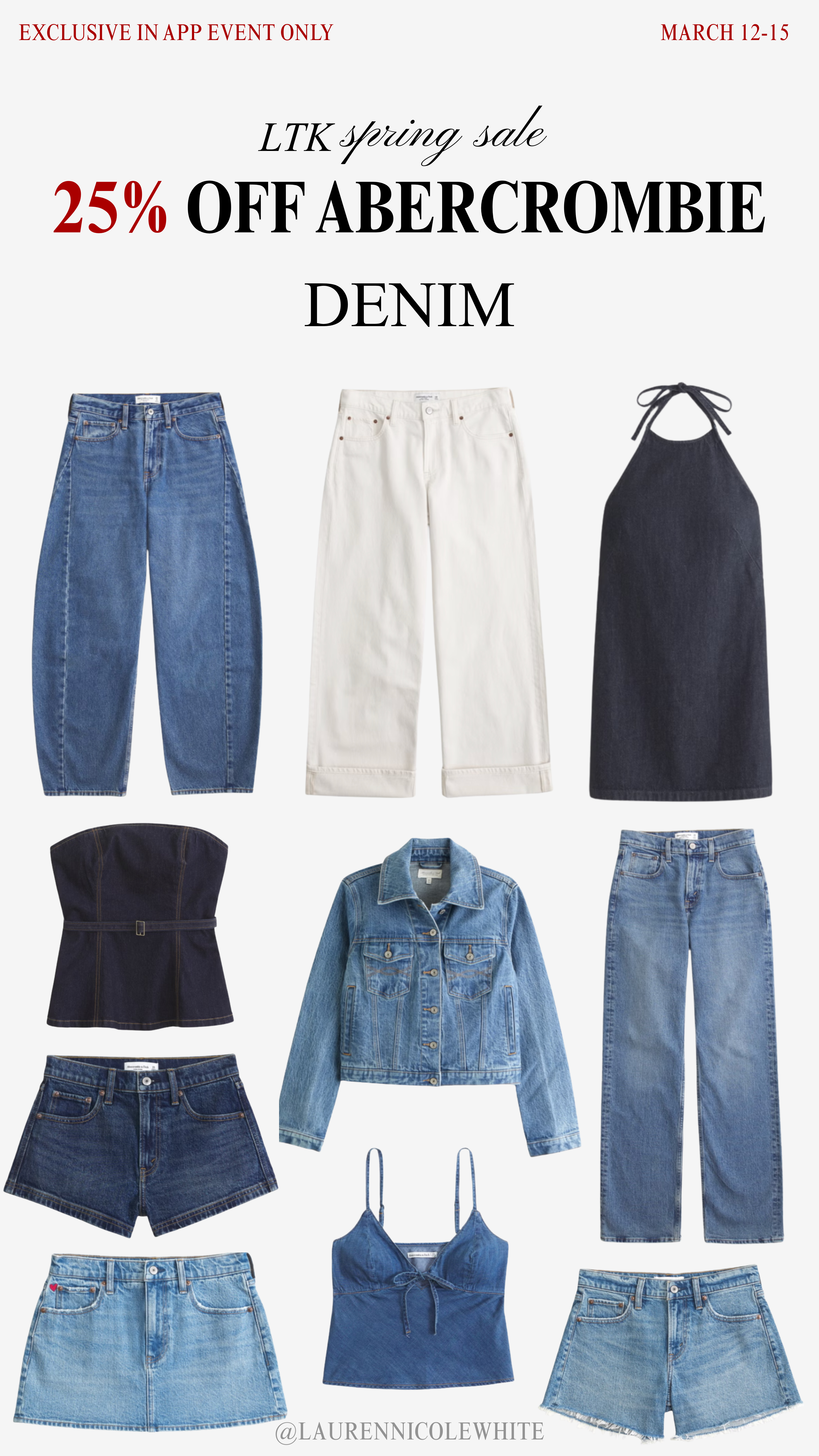 The LTK spring sale is here which means Abercrombie is 25% off sitewide through the LTK app ONLY!!

Choose my favorite denim picks for you guys! 

 #LTKSpringSale #LTKootd #LTKSaleAlert