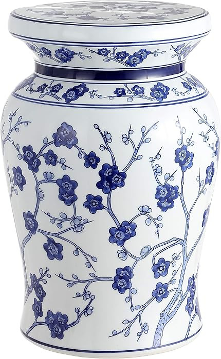 JONATHAN Y TBL1016A Cherry Blossom 17.7" Ceramic Indoor/Outdoor Garden Stool, Coastal, Contempora... | Amazon (US)