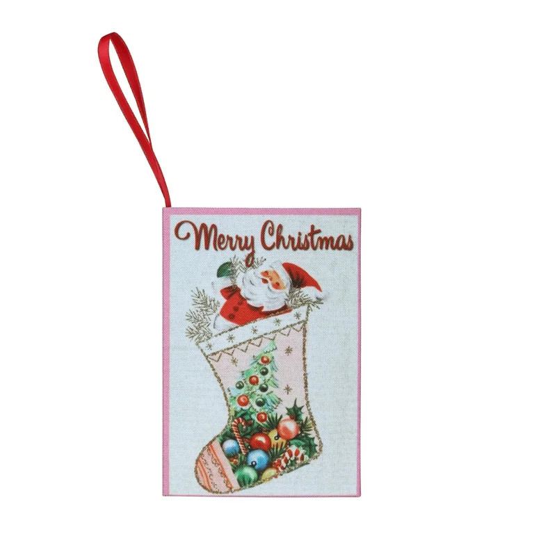 Mr. Christmas 5-inch Santa in Stocking Decor Book Gift Card Holder, Pink | Walmart (US)