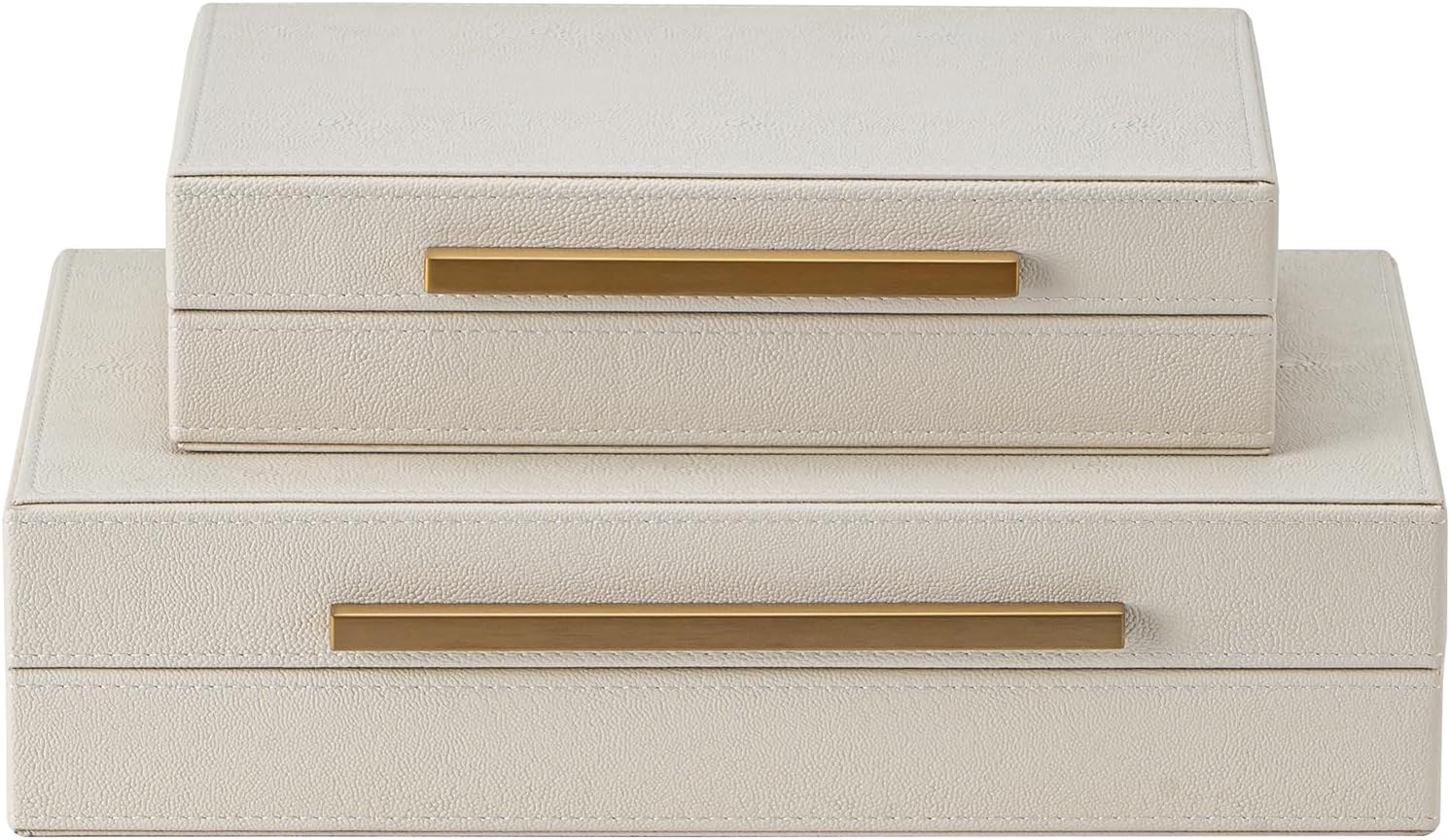 XIGEXIGE Faux Leather Large Modern Stackable Nesting Jewelry Box with Lids Organizer – Set of 2... | Amazon (US)