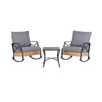 Style Selections Kenwood 3-Piece Wicker Patio Conversation Set with Gray Cushions | Lowe's