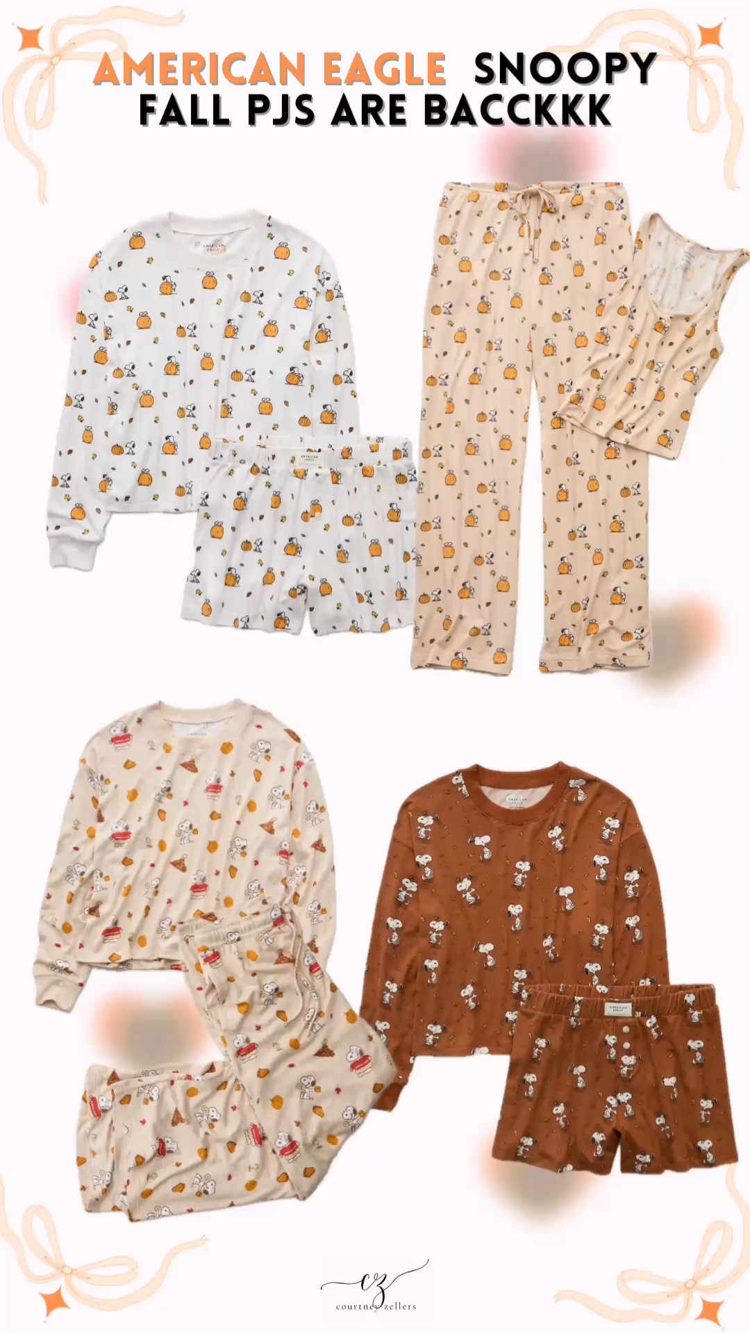 The best season of the year is ALMOST HERE. In the meantime, the beloved snoopy pajamas have made their return to ae.com
Run. Don’t walk. These will sell out fast. They have gone viral the past 3 years and sold out almost instantly after people realized! 
The tank and pj pants are my fave set out of the 4 — must buy!! 

#LTKU #LTKSeasonal #LTKStyleTip