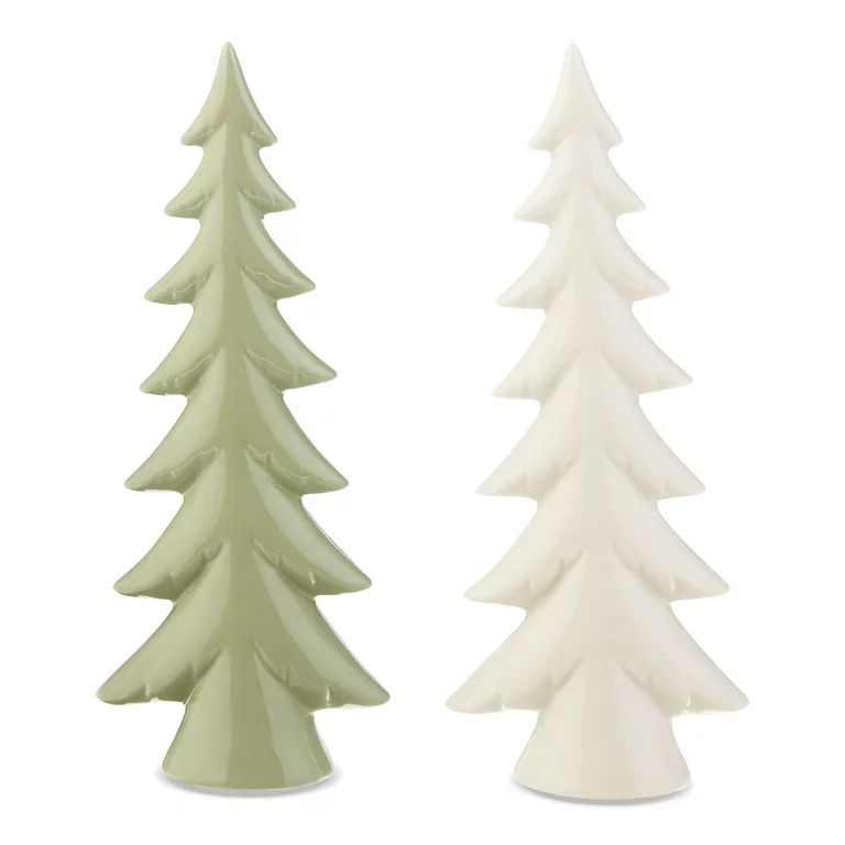 Holiday Time Christmas 10 inch Ceramic Holiday Tree Tabletop Décor - Walmart.com | Walmart (US)