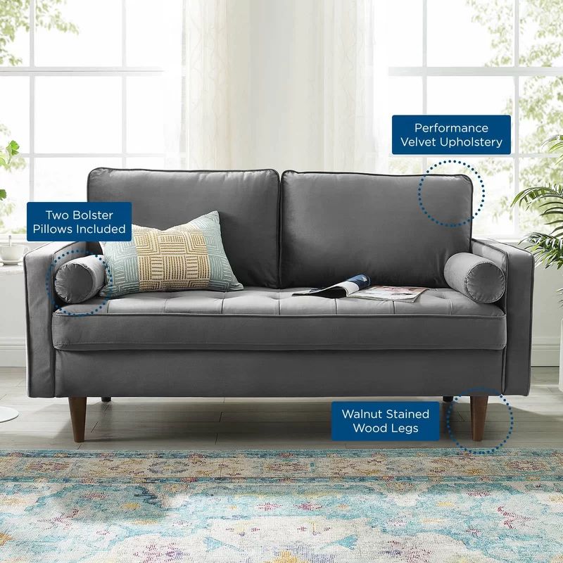 Vitale 61.5" Velvet Square Arm Loveseat | Wayfair North America