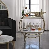 CosmoLiving by Cosmopolitan Amelia Round Bar Cart, White Marble | Amazon (US)