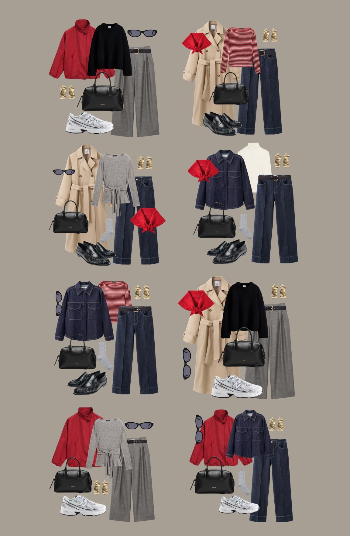 Transitional capsule wardrobe ❤️

Pop of red / spring fashion / double denim / Massimo Dutti bomber / mango trench coat / new balance trainers / grey trousers 

#LTKspring #LTKuk