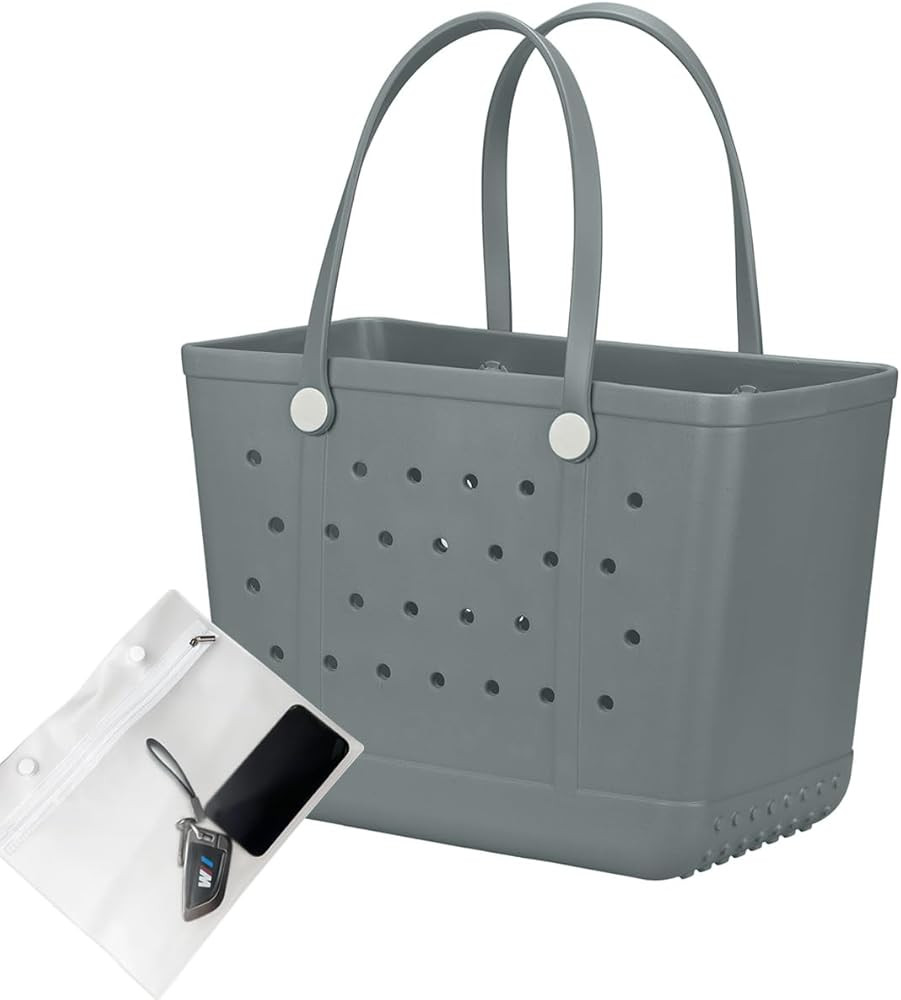 Extra Large Rubber Tote Bag Beach Bag, Washable Durable Open Beach Tote Bag, Travel Totes Bag for... | Amazon (US)