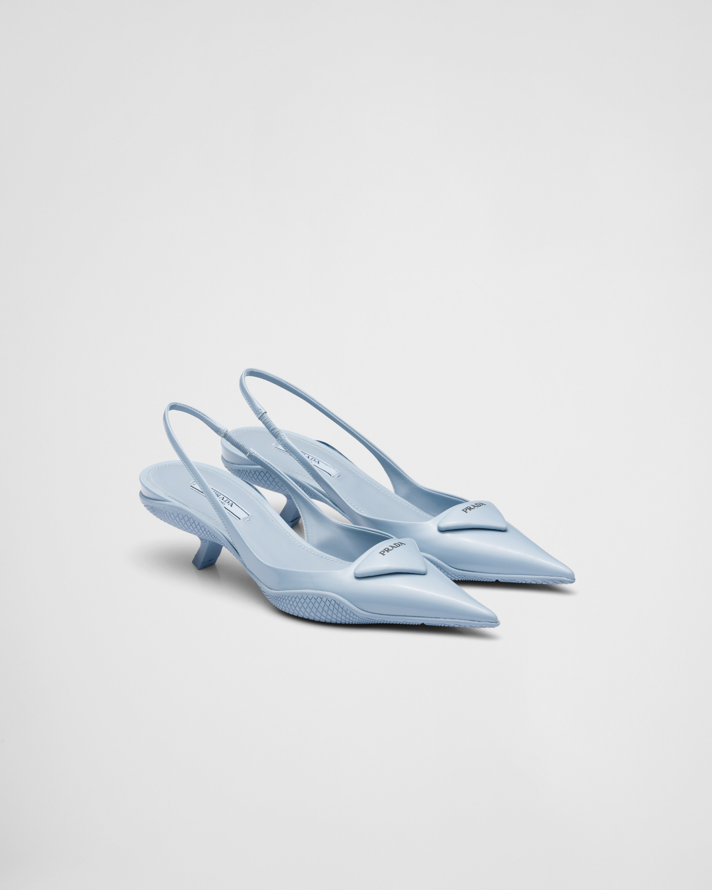 Brushed leather slingback pumps | Prada Spa US