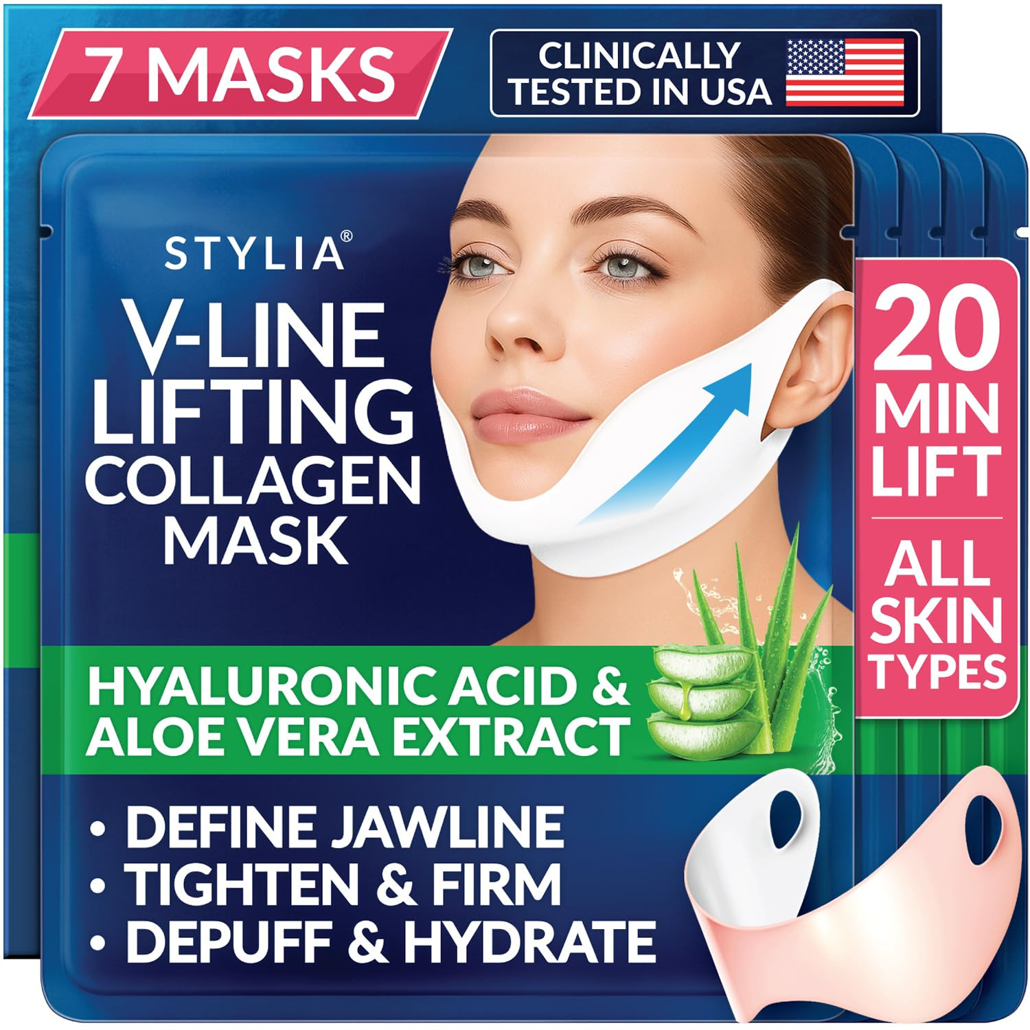 Stylia V Line Lifting Collagen Mask - Lift, Firm & Contour Jawline - Tightening Double Chin Strap... | Amazon (US)