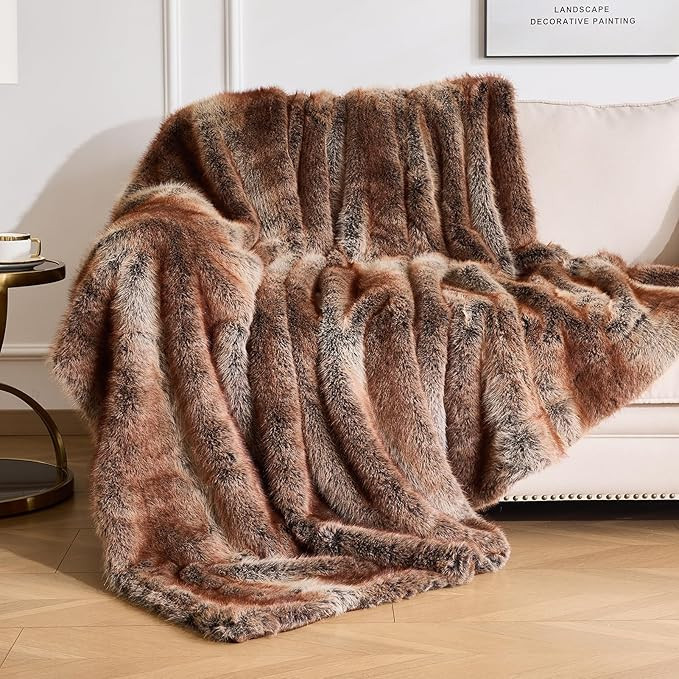 OMERAI Faux Fur Blanket, Ultra Soft Luxury Fuzzy Throw Blanket, Long Pile Plush Cozy Warm Decorat... | Amazon (US)