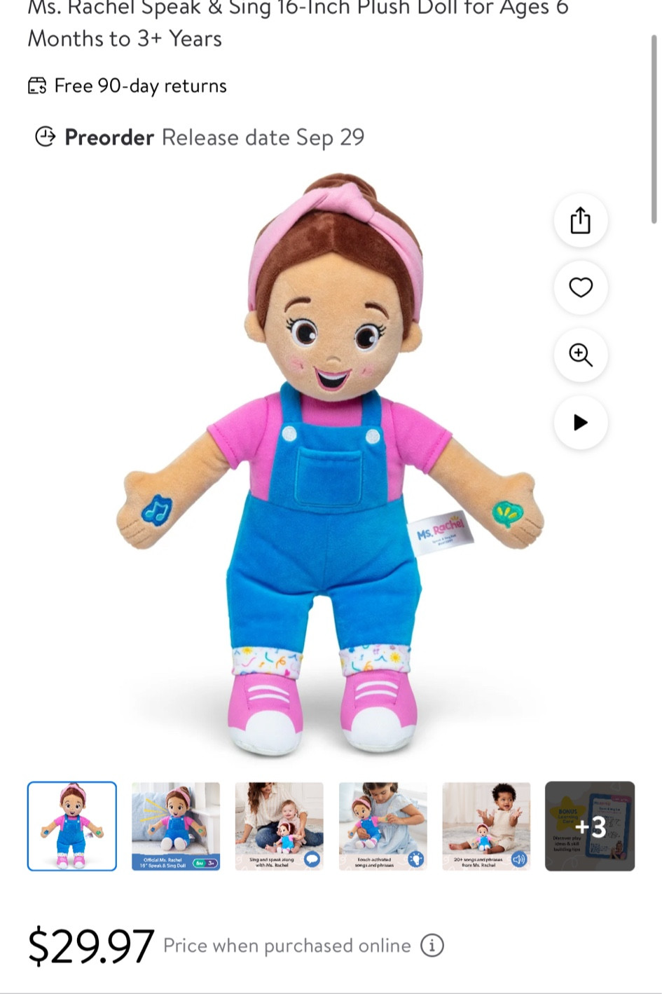 Ms. Rachel talking doll available for preorder at Walmart delivered by oct 2 

#LTKKids #LTKFamily #LTKBaby