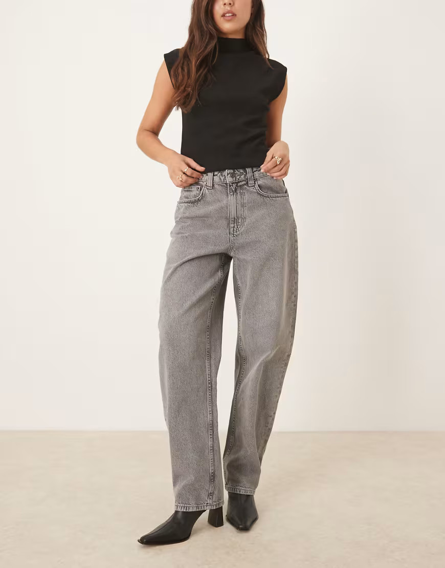 ASOS DESIGN slim barrel jeans in grey | ASOS (Global)