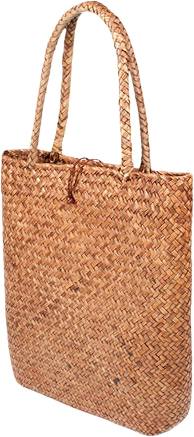 Womens Casual Straw Beach Boho Large Tote Bag Crossbody Shoulder Bag Handbag Gifts (Khaki, OneSiz... | Amazon (US)
